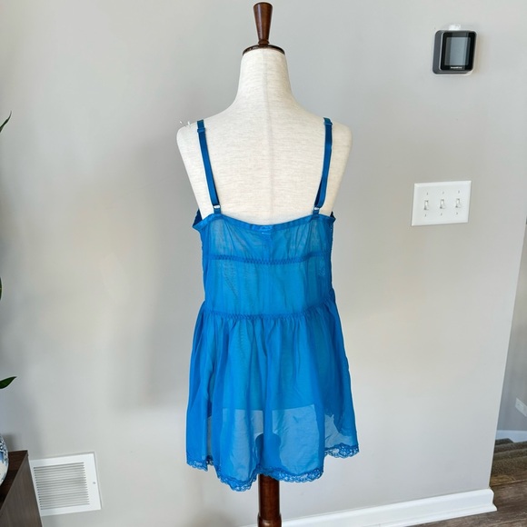 Like New! Adore Me Sexy Lace Night Gown Top with Bow Details - Teal - Picture 7 of 7